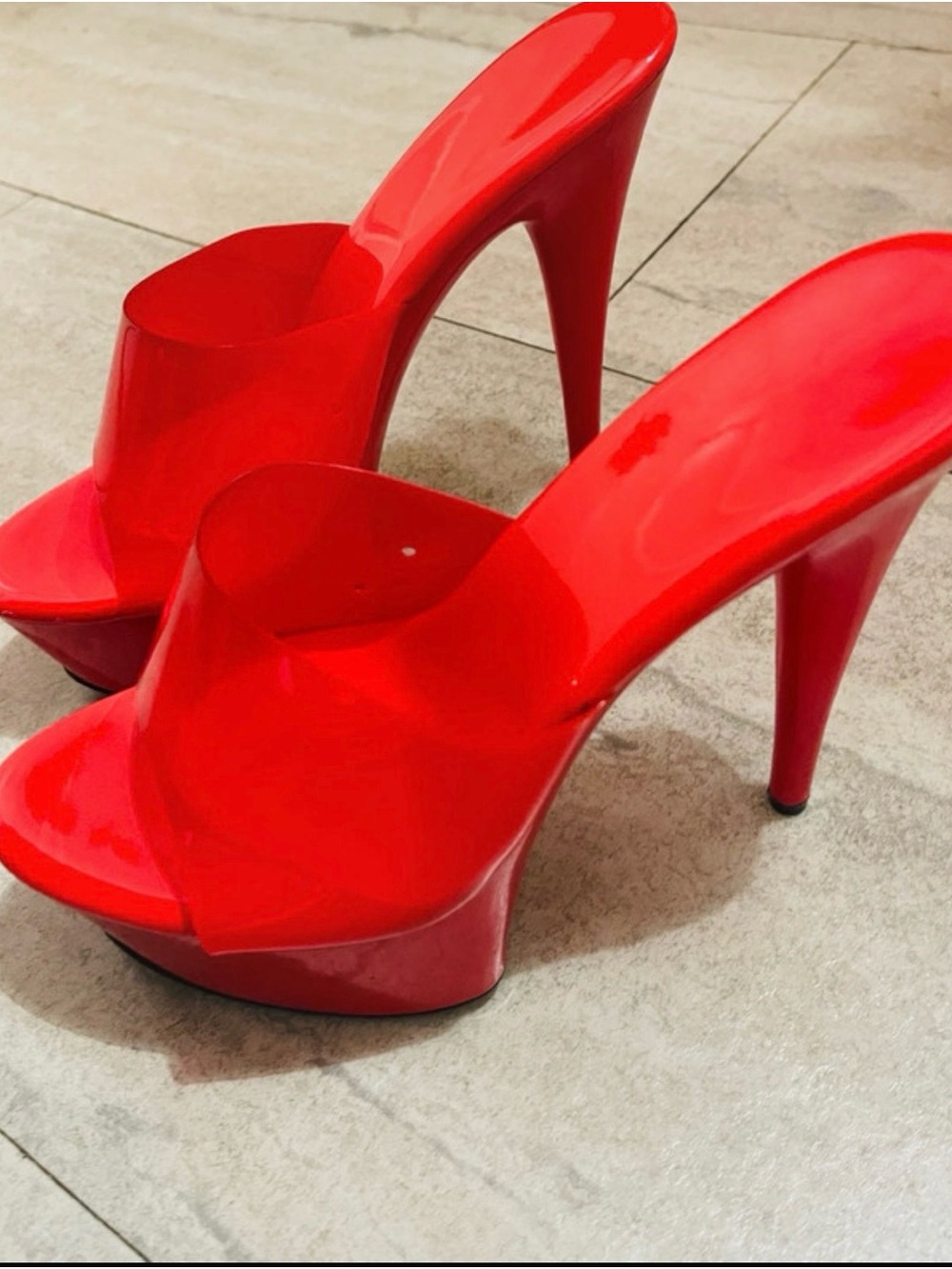 Red High Heel Platform Mule - Women